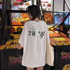 实拍检测夏装韩版可爱个性文字印花闺蜜短袖T恤宽松学生显瘦