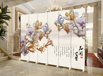Screen mobile folding living room partition bedroom office house and Wanshixing flowers blossom rich flowers and birds landscape