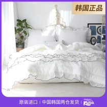 Korean summer cool quilt air-conditioned quilt summer single double bamboo fiber washed cotton European style spring and Autumn quilt bed four-piece set
