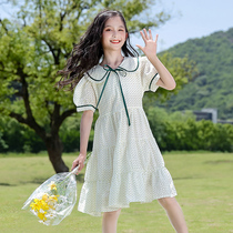 Girls' dress Summer Yanqi Pure Cotton Fragmentation Senior Girl Admiral Summer dress 2022 new tide children's skirt