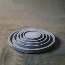 Cement flower pot Nordic retro square tray round base thicking special large mobile water disc pot