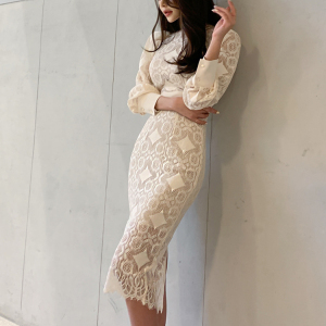 Spring and summer 2020 new three-dimensional lace embroidery elegant dress