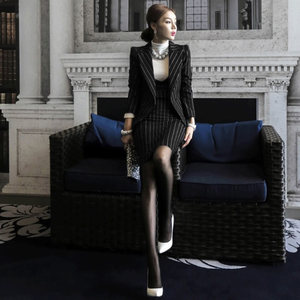 Professional Fashion suit skirt work suit striped two-piece suit