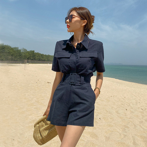 2020 new Korean holiday casual suit short skirt pants two piece suit