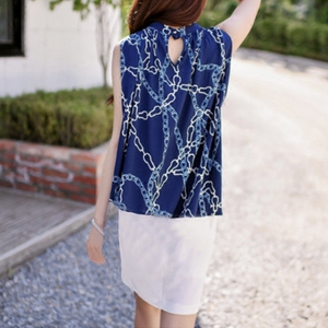 Fashion sleeveless Collar Chiffon shirt