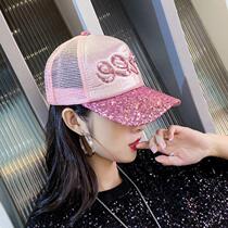 Japanese purchase of ZD hat children's tide Korean version of sequins Duck tongue hat net yarn shade sun hat spring and autumn baseball cap