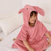 Japan purchases ZD baby bath towels with hat cloaks and strong suction water super soft cartoon rabbit infants and young children wrapped in bathrobits