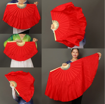 Azalea dance fan Double-sided silk pure red fan dance Chinese zhi performance fan Classical dance performance props fan