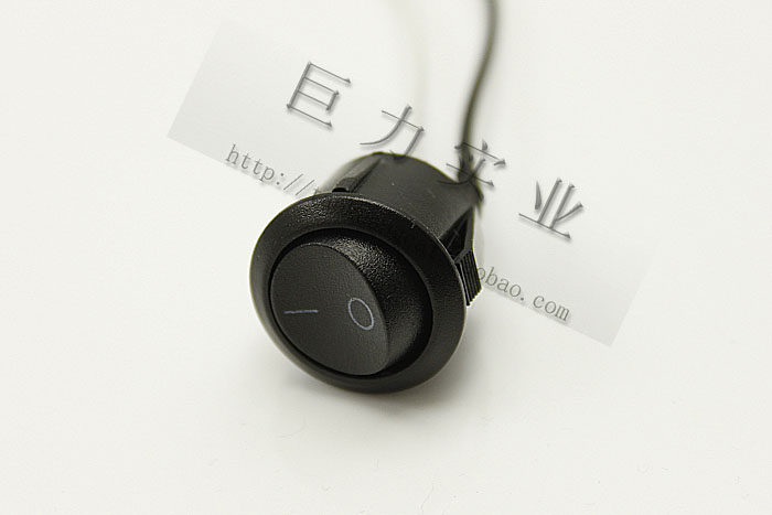 圆形 带线按压开关 led开关 翘板开关 黑色两脚拇指开关灯具配件