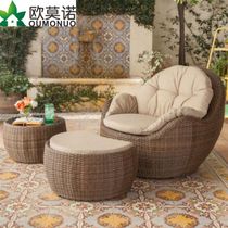 Outdoor Table And Table Rattan Sofa Combined Guest Hall Furniture Creative small family Balcony Sloth rattan chair sofa bed Three sets