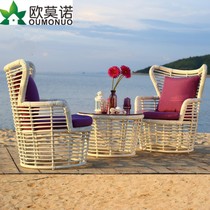Outdoor Table And Chairs Tea Table Combined Rattan Chair Sofa Balcony Casual Rough Rattan Sofa Chair Patio Rattan chair sofa furniture