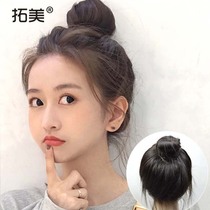 Light and light full hand-woven lace wig Female long straight hair Invisible natural ponytail net red meatball head Real hair headgear