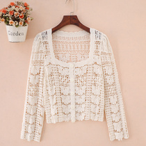 Small coat thin spring and autumn outside with sunscreen small cardigan Joker hollow top with skirt long sleeve shawl