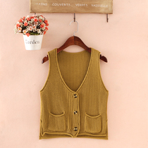  Vest womens spring and autumn short all-match wool waistcoat cardigan sweater horse clip womens autumn and winter womens knitted vest