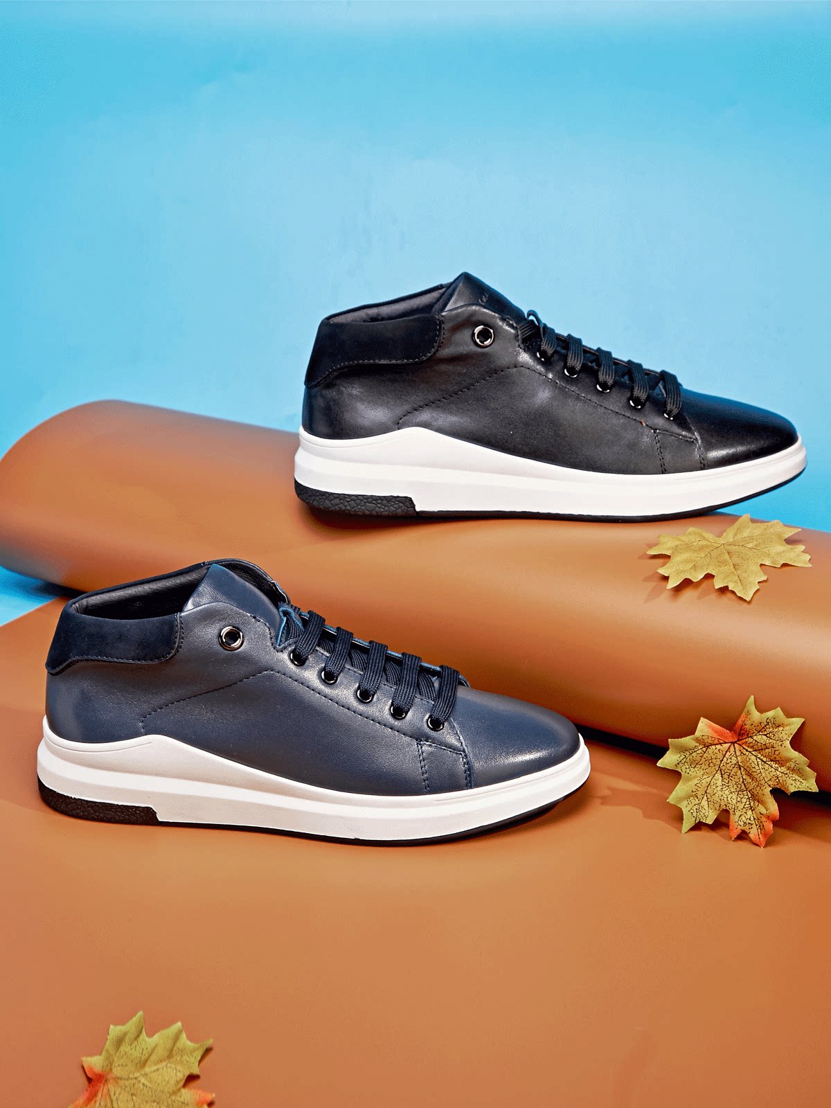 大洋洲袋鼠男鞋 时尚真皮休闲板鞋 男士休闲鞋男 系带 运动休闲鞋