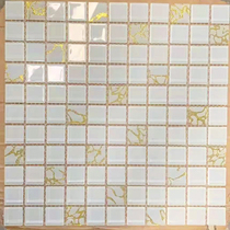 White Crystal Gold Gentian Glass Mosaic Tile TV Background Wall Mirror Eurostyle Crystal Television