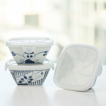Pozo sees Japan imported famous blue preservation box three pieces of Japanese style with cover household microwave to work with lunch box