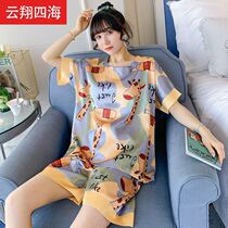 Kom Tong Department Store 2021 new home wear cold pajamas two-piece set thin short-sleeved shorts womens pajamas set
