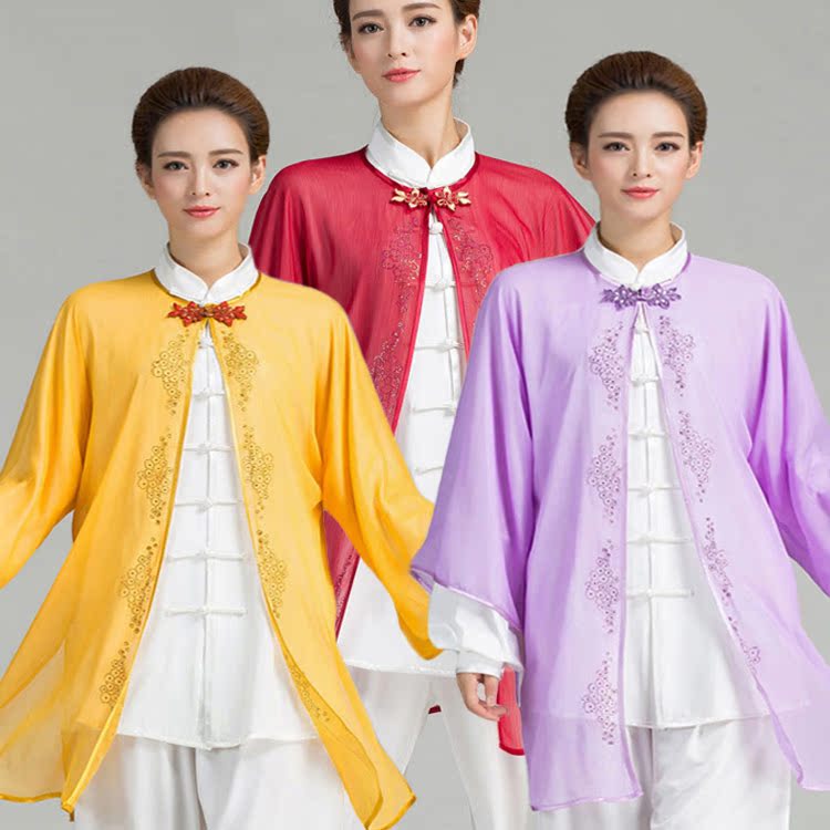 Tai Chi Clothes Women Tai Chi Quan Practice Cape Shawl Yarn Chinese Wind Gradual Shawl Men Single Ironing Drill Tai chi suit taiji uniform wushu veil kungfu clothes for women