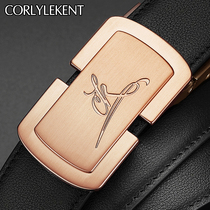 Leather Belt Male leather belt Male New trends Young people smooth buckle plate buttoned headlayer Bull Leather Pants with CO-107