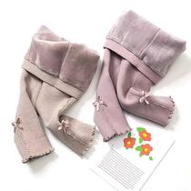 Girls coat autumn clothes leggings plus velvet thickened cotton baby one velvet winter style super thick lamb velvet foreign style