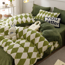 Blanket winter thickened plus velvet four-piece set milk velvet coral double-sided flannel plush bed sheet quilt cover bedding