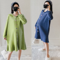 Pregnant women spring and autumn loose sweater dress plus fat plus size 200 pounds fat MM fashion embroidery long dress