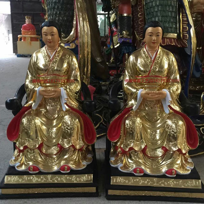 金花教主银花教主88公分玻璃钢佛像,金花银花神像佛教供奉摆件