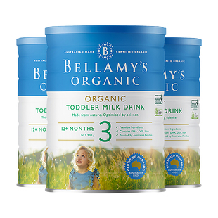 澳洲贝拉米进口有机婴幼儿全乳糖配方奶粉3段（1-3岁）900g*3罐