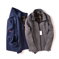 Autumn and winter stand-up collar cardigan plus velvet coat Mens long-sleeved outdoor leisure sports cycling soft shell fleece mountaineering jacket