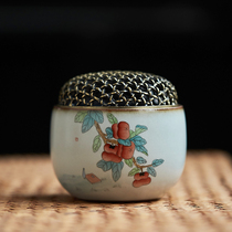 Handmade hand-painted Persimmon quaint Ru kiln open slice aromatherapy ceramic dedicated to Buddha household indoor tea ceremony small incense burner