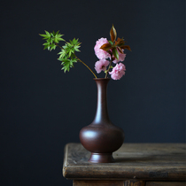 Fan Yue handmade creative Japanese Zen retro old imitation copper pottery vase flower arrangement ornaments Living room decorations
