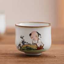 Jingdezhen Young Artist Ru Yao opened the film hand-painted cute boy Master Cup kung fu tea cup gift box