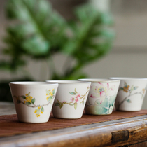 Fanyue Jingdezhen simple hand-painted Lotus Master Cup osmanthus peach blossom loquat small tea cup ceramic kung fu tea cup