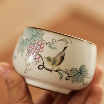 Fanyue Jingdezhen hand-painted tea cup pastel Cup court enamel butterfly kung fu tea set hand-painted flower and bird Cup