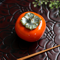 Not Fan Jingdezhen ceramic creative persimmon small tea pot Handmade ceramic persimmon mini small tea warehouse tea pot
