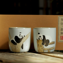 Van Yue artifacts young artist original hand-painted panda tea cup childrens tea art tea cup art hand-painted tea cup