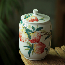 Fanyue glaze under colorful birthday peach fruit tea pot homestay wind Puer tea storage tea tea medium tea pot