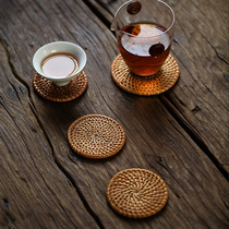 Natural quaint rattan coaster Kung Fu Tea tea coaster Teapot pot pad Small teacup holder Heat insulation and anti-hot pad