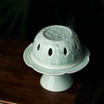 Chinese classical Zen fragrant way ceramic tea set incense burner lotus incense burner study club literati space ornaments