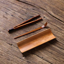 Retro carbonized kung fu tea set accessories three-piece bamboo natural tea tea spoon tea clip tea artist training
