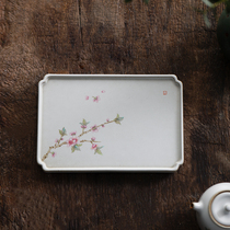 Fanyue hand-painted pot peach blossom peony dry bubble plate ceramic Zen teapot tea kung fu tea set dried fruit snack plate