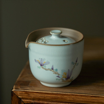 Jingdezhen hand-painted purple magnolia kung fu teapot quaint pottery Ru kiln open film can raise hand-grab pot bubble teapot