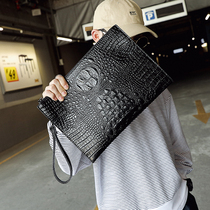 Hong Kongs new mens clutch horizontal fashion wrist bag wallet Korean crocodile pattern clutch bag mens bag