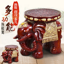 Eurostyle Elephant Stool Resin Swap Shoes stools Imitation Solid Wood Door Elephant Swing Pieces Red Wood Elephant Stool Home Living Room Jo Move