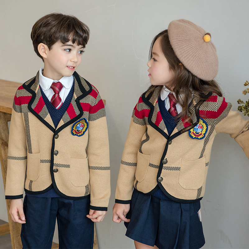 Kindergarten uniforms British college style new primary school uniforms spring and autumn suits cotton children's class clothes autumn and winter clothes