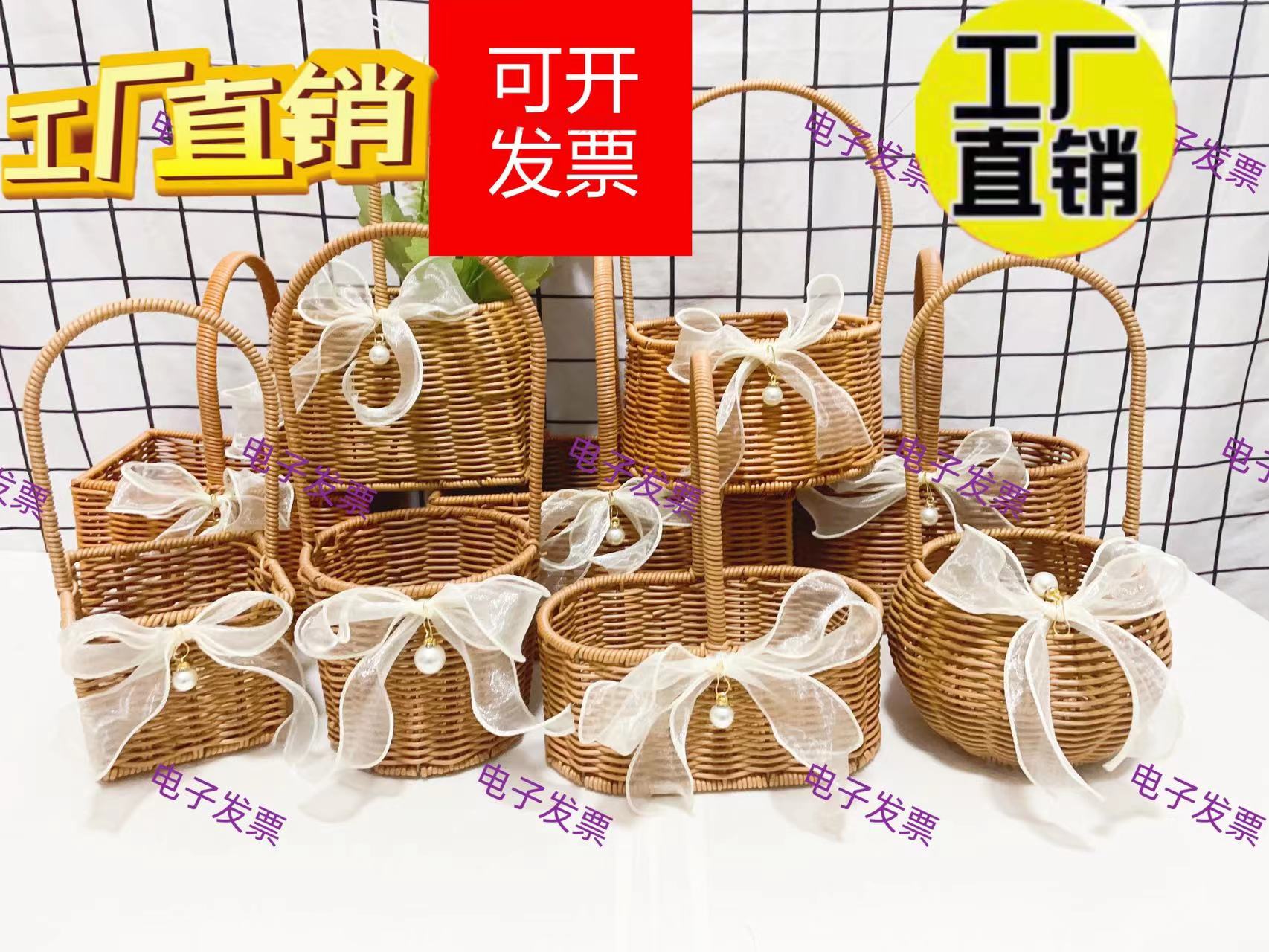 Christmas flower basket rattan with new flower pots Picnic Pure Hand Woven Vines Handfields Hand Fields Creative Vines choreograpes-Taobao