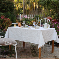 MISS PEONY waterproof black technology tablecloth American vintage white cotton linen original round table flag placematte tablecloth