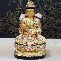 Cinnamomum camphor wood carving stickers real gold Guanyin Guanyin Bodhisattva home dedicated to Buddha statues home living room crafts for Buddha ornaments