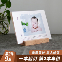 Solid wood desk calendar custom 2022 calendar making personality diy photo desk calendar simple wooden strip calendar custom-made